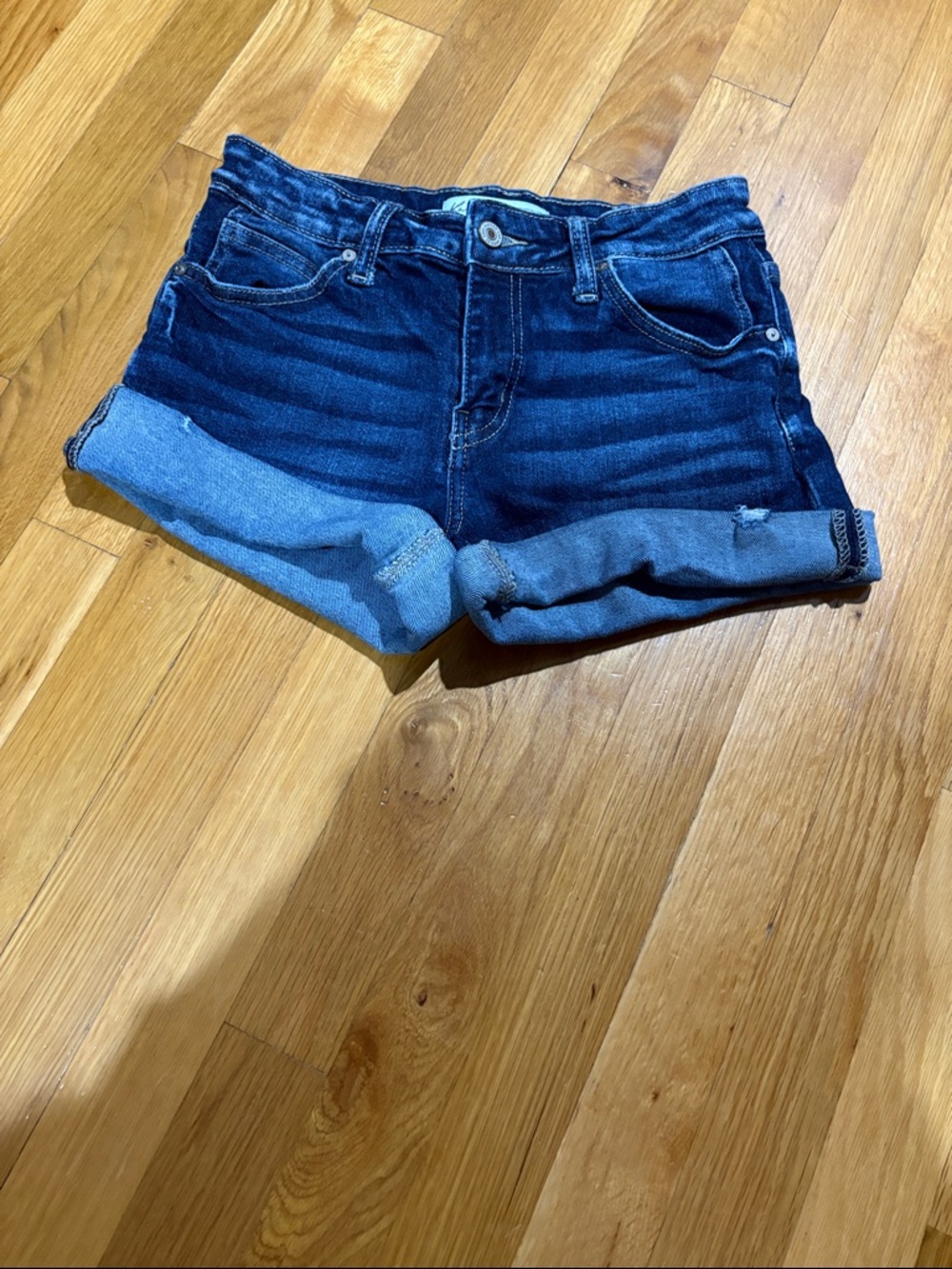 KanCan Dark Blue Rolled Cuff Denim Shorts
